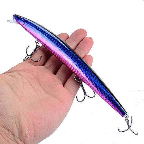 Nuguri Señuelos de Pesca Pack de Pesca Catching/Spinning – Señuelos Duros Flotantes Artificiales – Cebos Lucio/Black Bass/lubina – Pesca pantano y mar – 18 cm y 24 Gramos