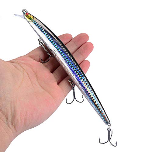 Nuguri Señuelos de Pesca Pack de Pesca Catching/Spinning – Señuelos Duros Flotantes Artificiales – Cebos Lucio/Black Bass/lubina – Pesca pantano y mar – 18 cm y 24 Gramos