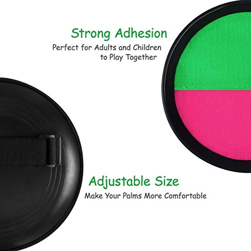 NUOBESTY Juego de pelota de lanzamiento y atrapar, juego de pelota de remo con 2 paletas, 1 pelota, juegos deportivos para niños, playa, patio, interior