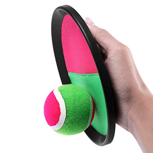 NUOBESTY Juego de pelota de lanzamiento y atrapar, juego de pelota de remo con 2 paletas, 1 pelota, juegos deportivos para niños, playa, patio, interior