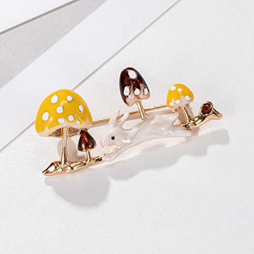 N/W Cartoon Mushroom and Rabbit Brooch Birthday Gifts Animal Jewellery Brooch Pins