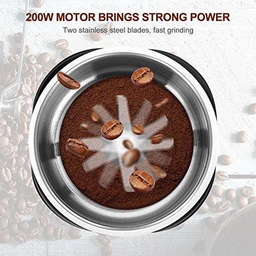 NWOUIIAY Molinillo Eléctrico de Café Protección contra Sobrecalentamiento Molinillo de Especias para Moler Granos de Café Nueces Linaza Pimienta con Taza Desmontable Fácil de Limpiar