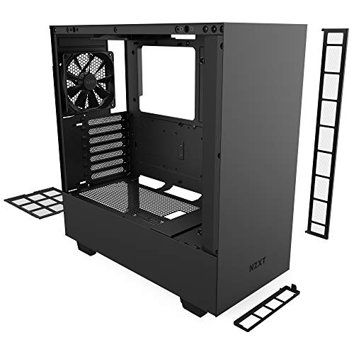 NZXT H510 - Caja PC Gaming Semitorre Compacta ATX - Panel frontal E/S Puerto USB de Tipo C - Panel lateral de Cristal Templado - Preparado para Refrigeración líquida - Negro