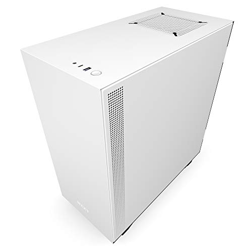 NZXT H510i - Caja PC Gaming Semitorre Compacta ATX - Panel frontal E/S Puerto USB de Tipo C - Montaje Vertical de la GPU - Panel Lateral de Cristal Templado - Iluminación RGB integrada - Blanco/Negro