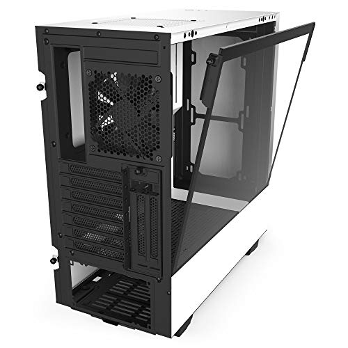 NZXT H510i - Caja PC Gaming Semitorre Compacta ATX - Panel frontal E/S Puerto USB de Tipo C - Montaje Vertical de la GPU - Panel Lateral de Cristal Templado - Iluminación RGB integrada - Blanco/Negro