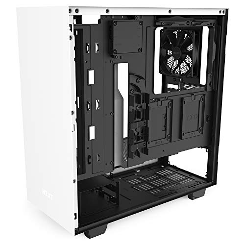 NZXT H510i - Caja PC Gaming Semitorre Compacta ATX - Panel frontal E/S Puerto USB de Tipo C - Montaje Vertical de la GPU - Panel Lateral de Cristal Templado - Iluminación RGB integrada - Blanco/Negro