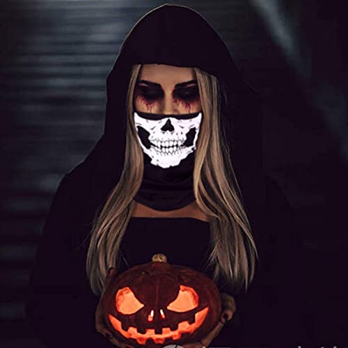 O-Kinee 2 Pares de Mascara Disfraz Halloween de Calavera y Guantes de Esqueleto para Adultos Halloween Danza Fiesta de Disfraz