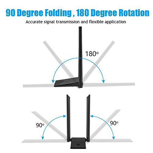 Oacvien WiFi USB Antena Dongle Adaptador PC 5GHz/867Mbps 2.4GHz/300Mbps AC 1200Mbps Doble Banda Dual 6dBi para Windows XP/Vista/7/8/10 Mac OS con Cable Extensión