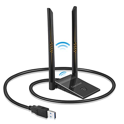 Oacvien WiFi USB Antena Dongle Adaptador PC 5GHz/867Mbps 2.4GHz/300Mbps AC 1200Mbps Doble Banda Dual 6dBi para Windows XP/Vista/7/8/10 Mac OS con Cable Extensión