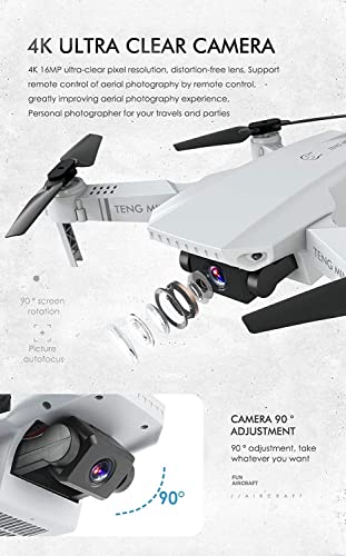 OBEST Mini Drone con Cámara 4K HD, Dual Cámara Posicionamiento de Flujo óptico, Altitude Hold, Vuelo de Trayectoria, 2 Baterías Vuelo de 24-30 Minutos, Modo sin Cabeza, Blanco
