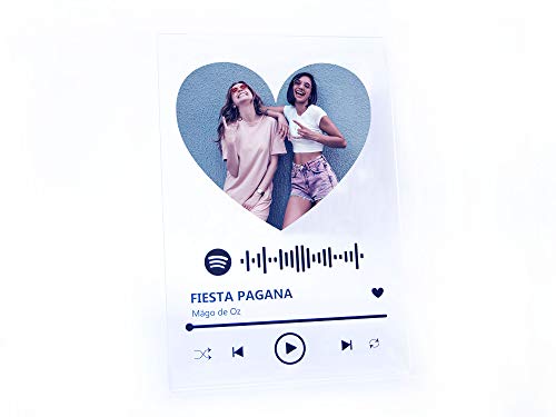 Oedim Metacrilato Spotify Música Corazón Personalizado | Fabricado en Metacrilato 4mm | 19,5 x 28,2cm | Efecto Espejo | con Código Spotify