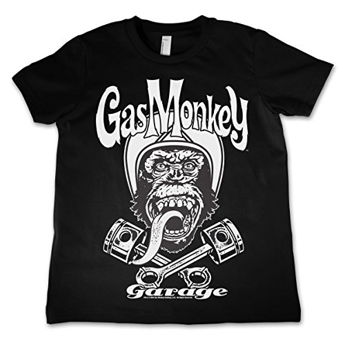 Officially Licensed Merchandise Gas Monkey Garage - Biker Monkey Kids T Shirts Ages 3-12 Years, Negro, 11-12