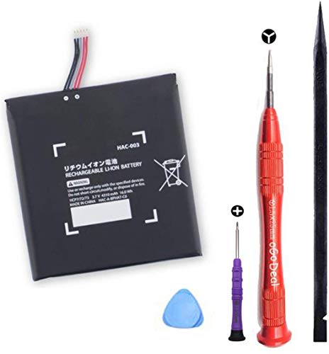 oGoDeal HAC-003 - Batería de repuesto compatible con Nintendo Switch 2017 Consola de juegos HAC-001 (4310 mAh, incluye kit de herramientas de reparación de bricolaje)