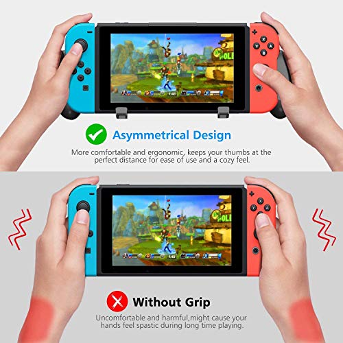 OIVO Funda con Agarre para Nintendo Switch, Ergonómico Comfort Grip Asimétrico y Carcasa con Soporte Ajustable - Tapas para los Pulgares Incluidas