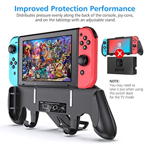 OIVO Funda con Agarre para Nintendo Switch, Ergonómico Comfort Grip Asimétrico y Carcasa con Soporte Ajustable - Tapas para los Pulgares Incluidas