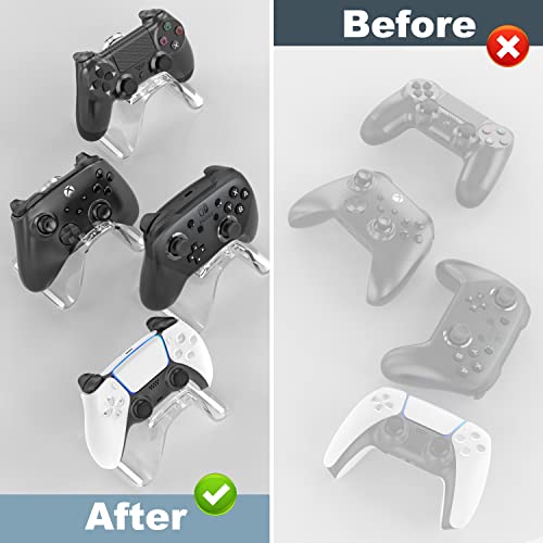 OIVO Soporte Mando apilables x 4 Paquete, Soporte Mando Universal en la Mesa para Mando PS5 / PS4 / Xbox/Stadia/Switch Pro, Soporte Mando PS4 Transparente, Juego de 4 Piezas