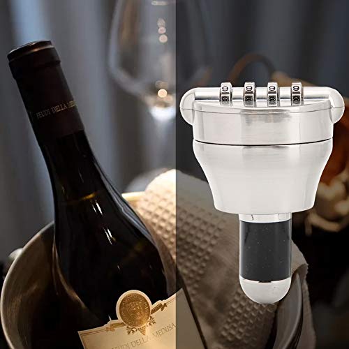 Okuyonic Cerradura De Contraseña De Vino, Cerradura De Tapón De Botella Durable 4 Dígitos Cerradura De Combinación De Vino Portátil Práctico para La Conservación De Vino para Pub