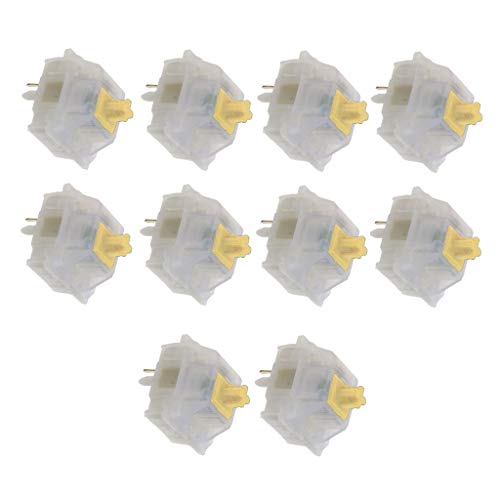 OKwife 10pc Gateron Switches 5Pin Interruptor Amarillo lechoso para Teclado mecánico GK61 GK64