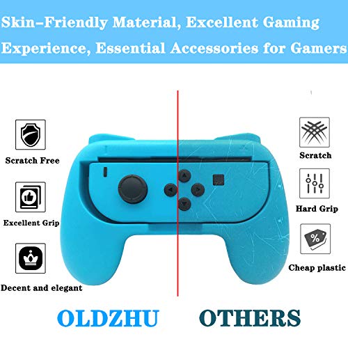 OLDZHU Volantes y Grip Switch Joy-con Compatible Con Nintendo Switch, Switch Joy-con Racing Wheel Volante para Mario kart 8, Mandos Grip Joy-con para entretenimiento en casa（4 Piezas,rojo y azul）