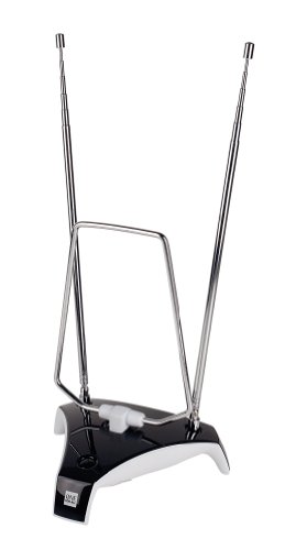 One For All SV9305, Antena de TV para Interior Amplificada, Recibe TDT en un rango de 5km, Antena HDTV Digital, Incluye Cable Coaxial de Alto Rendimiento, VHF/UHF, gris