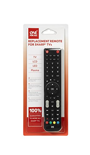One For All URC1921 - Mando a Distancia de reemplazo para televisores Sharp, Color Negro