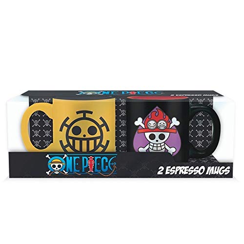 One Piece Ace & Trafalgar - Juego de tazas pequeñas (cerámica, capacidad: aprox. 110 ml..