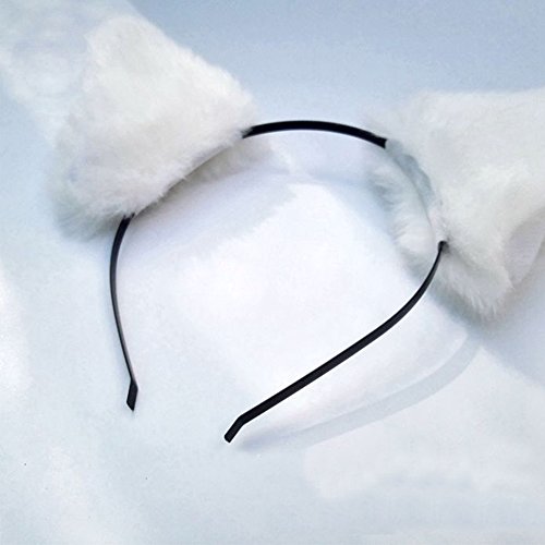 ONECHANCE Orejas de zorro cosplay oreja de gato diadema Catwoman disfraz de Halloween Carnaval (Todo blanco)