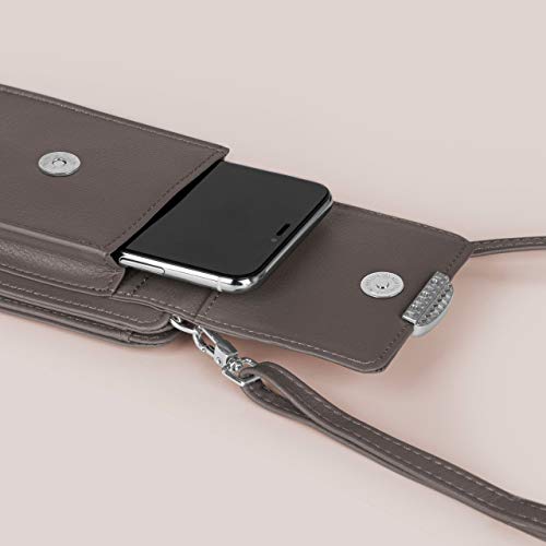 ONEFLOW Bolso bandolera para mujer, pequeño, compatible con todos los teléfonos BQ, funda para el hombro con cartera, piel vegana, color gris grafito