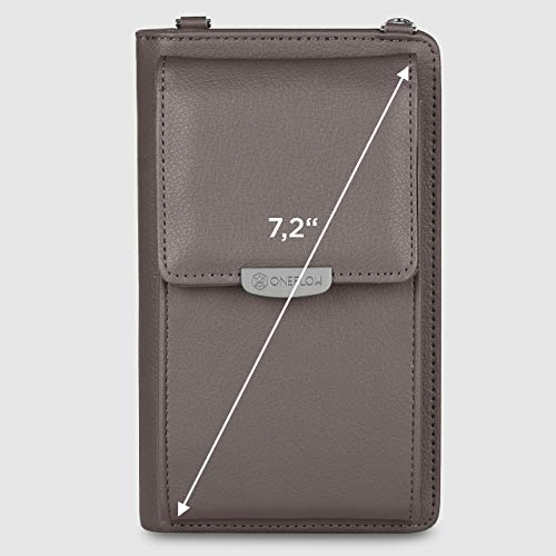 ONEFLOW Bolso bandolera para mujer, pequeño, compatible con todos los teléfonos BQ, funda para el hombro con cartera, piel vegana, color gris grafito