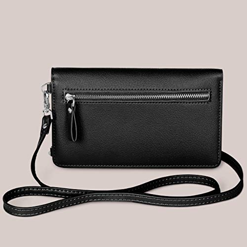 ONEFLOW Bolso bandolera para mujer, pequeño, compatible con todos los teléfonos BQ, funda para el hombro con cartera, piel vegana, color negro