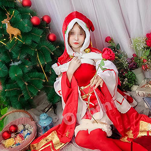 Oppinty Juego de anime Honor of Kings Diao Chan Christmas Love Song skin cosplay disfraces traje de Navidad S rojo