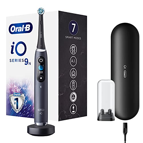 Oral-B iO 9N Cepillo de Dientes Eléctrico con Mango Recargable, Tecnología Magnética de Braun, 1 Cabezal de Recambio, Pantalla a Color, Cargador y Estuche de Viaje Premium - Negro