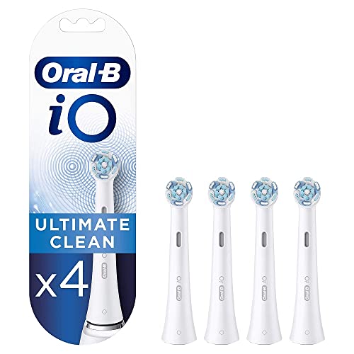 Oral-B iO Ultimate Clean Recambios Cepillo de Dientes Eléctrico, Pack de 4 Cabezales, Blanco - Originales, (Tamaño Buzón)