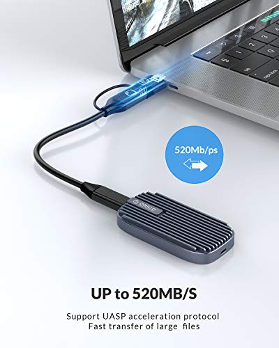 ORICO SSD Disco Duro Sólido Externo 480G Sata 520 MB/s USB-C USB 3.1 con Puerto Gen2 para PC/Laptop/Mac/Android/Xbox / PS4 / Router-CN210 Shadow