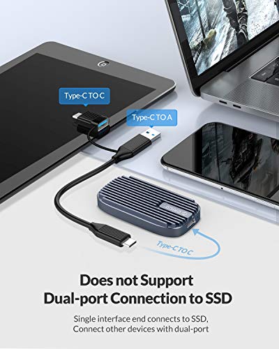 ORICO SSD Disco Duro Sólido Externo 480G Sata 520 MB/s USB-C USB 3.1 con Puerto Gen2 para PC/Laptop/Mac/Android/Xbox / PS4 / Router-CN210 Shadow