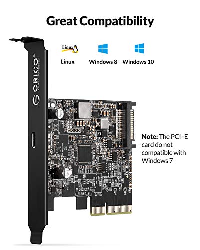 ORICO - Tarjeta PCIe (USB, tipo C PCI-Express 4X a USB 3.2 Gen 2x2, 20 Gbit/s, chipset ASM3242 para Windows 8/10 y Linux, ranura compatible: PCIe x4 (3.0), PCIe x8, PCIe x16)