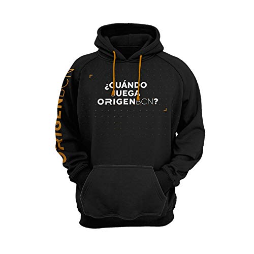 Origen BCN Cuando Sudadera con Capucha, Negro (Negro Negro), XS para Hombre