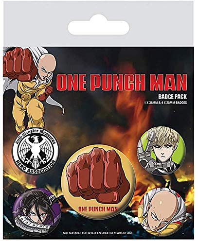 Original One Punch Man - Juego de emblemas de botón (5 piezas)