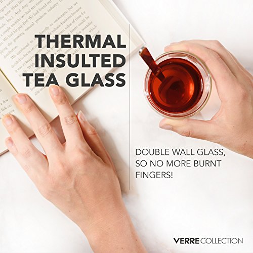 Original vasos de doble pared de vidrio de té turco, 4,25 oz, juego de 2 - con aislamiento térmico de cristal - Verre colección