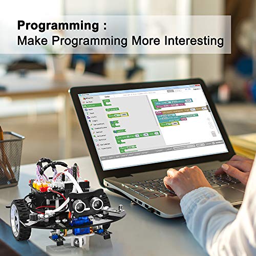 OSOYOO Graphical Programming Robot Car Starter Kit for Arduino Uno | Remote Controlled Stem Mechanical Motorized Robotics for Building Learning How to Code | Educational Coding for Kids Teens Adults