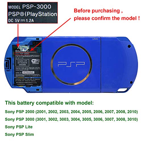 OSTENT Alta Capacidad Calidad Real 1200mAh 3.6V Recargable Batería Paquete Reemplazo Litio Ion para Sony PSP 2000/3000 PSP-S110 Consola
