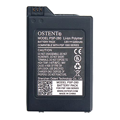 OSTENT Calidad Alta Capacidad Real 2200mAh 3.6V Paquete Batería Recargable de polímero de Iones de Litio de Iones de Litio Versión Mejorada de reemplazo para Sony PSP 1000 PSP-280 Consola Videojuegos