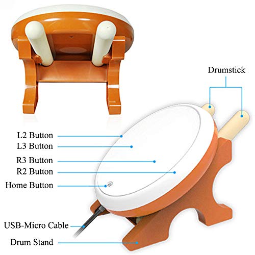OSTENT Tambor Controlador Baquetas Instrumento Tradicional Japonés para Sony PS4 Slim Pro Taiko No Tatsujin Master Videojuegos