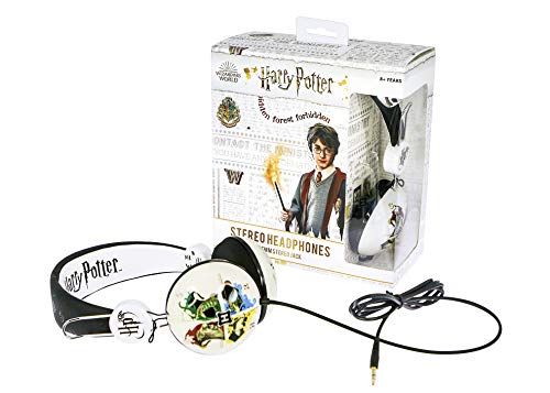 OTL Technologies Harry Potter Hogwarts Crest Tween Dome Auriculares, con Cable, para niños (Producto con Licencia Oficial) Black
