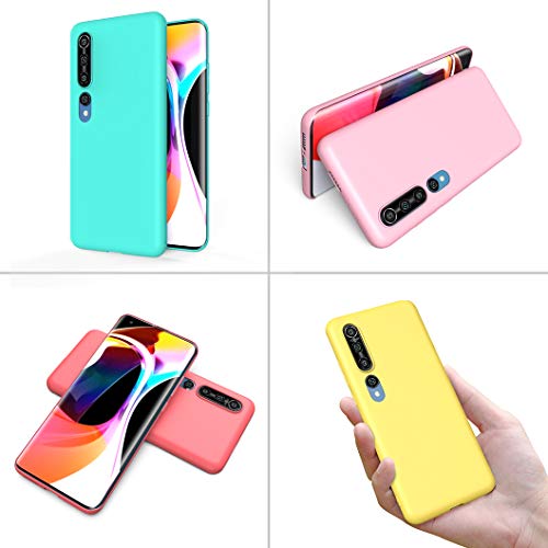 Oududianzi - 9 x Funda para Xiaomi Mi 10/10 Pro 5G, [Serie Arcoiris] Carcasa Mate Suave en Silicona TPU [Transparente + Negro + Rosa + Azul Oscuro + Rojo + Verde Menta + Amarillo + Verde + Azul]