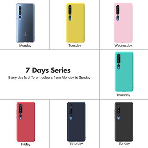 Oududianzi - 9 x Funda para Xiaomi Mi 10/10 Pro 5G, [Serie Arcoiris] Carcasa Mate Suave en Silicona TPU [Transparente + Negro + Rosa + Azul Oscuro + Rojo + Verde Menta + Amarillo + Verde + Azul]