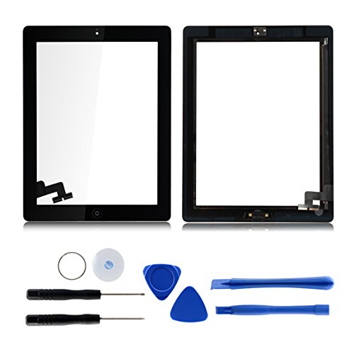 Outils-Dazone® - Pantalla táctil adhesiva completa digitalizadora para iPad Air 2 A1395, A1396, A1397, juego de repuesto con botón Home Chip IC, cable flexible
