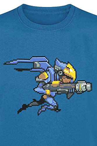 Overwatch Pharah Hombre Camiseta Azul L, 60% algodón, 40% poliéster, Regular