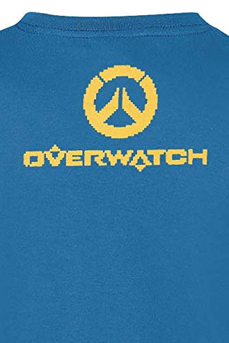 Overwatch Pharah Hombre Camiseta Azul L, 60% algodón, 40% poliéster, Regular