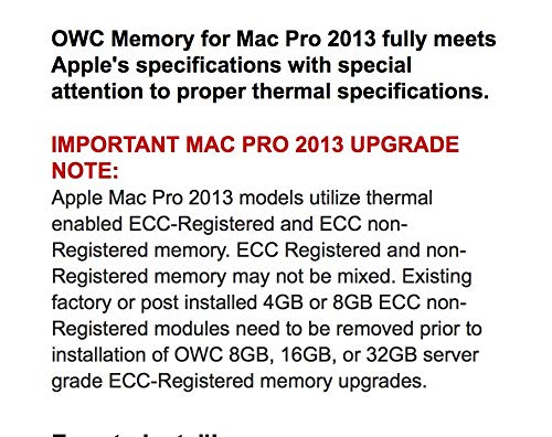 OWC OWC1866D3R9M64 64 GB 1866 MHz DDR3 ECC U-DIMM 240 Pin de Tarjetas de Memoria Interno